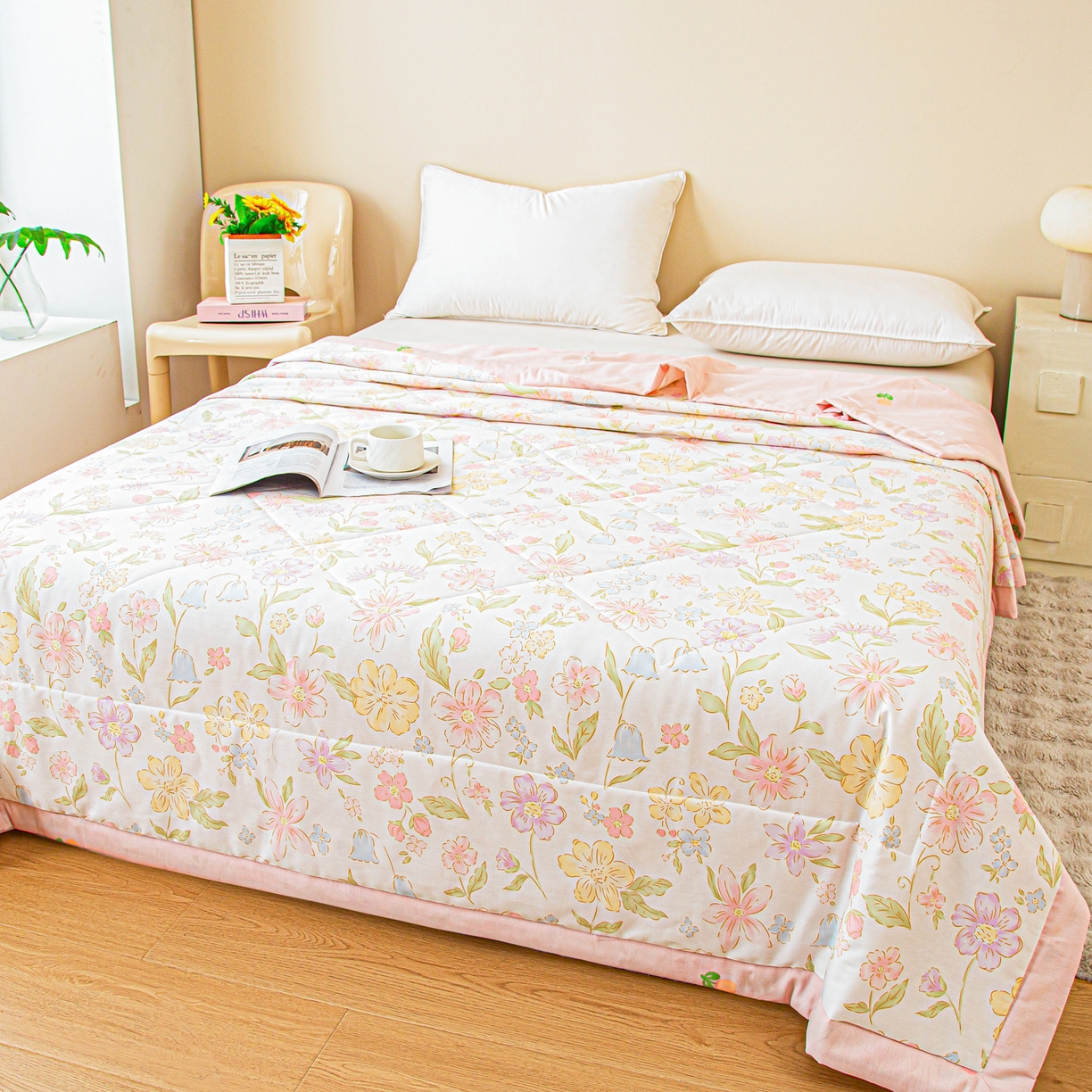 91家纺网 家纺一手货源 找家纺 美之润2026新款A类全棉印花夏被空调被夏凉被 初棉花语