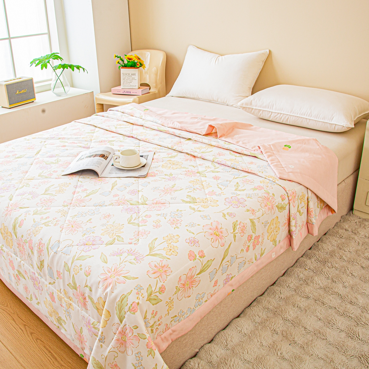 91家纺网 家纺一手货源 找家纺 美之润2026新款A类全棉印花夏被空调被夏凉被 初棉花语