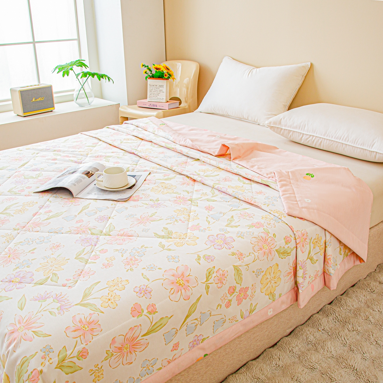 91家纺网 家纺一手货源 找家纺 美之润2026新款A类全棉印花夏被空调被夏凉被 初棉花语