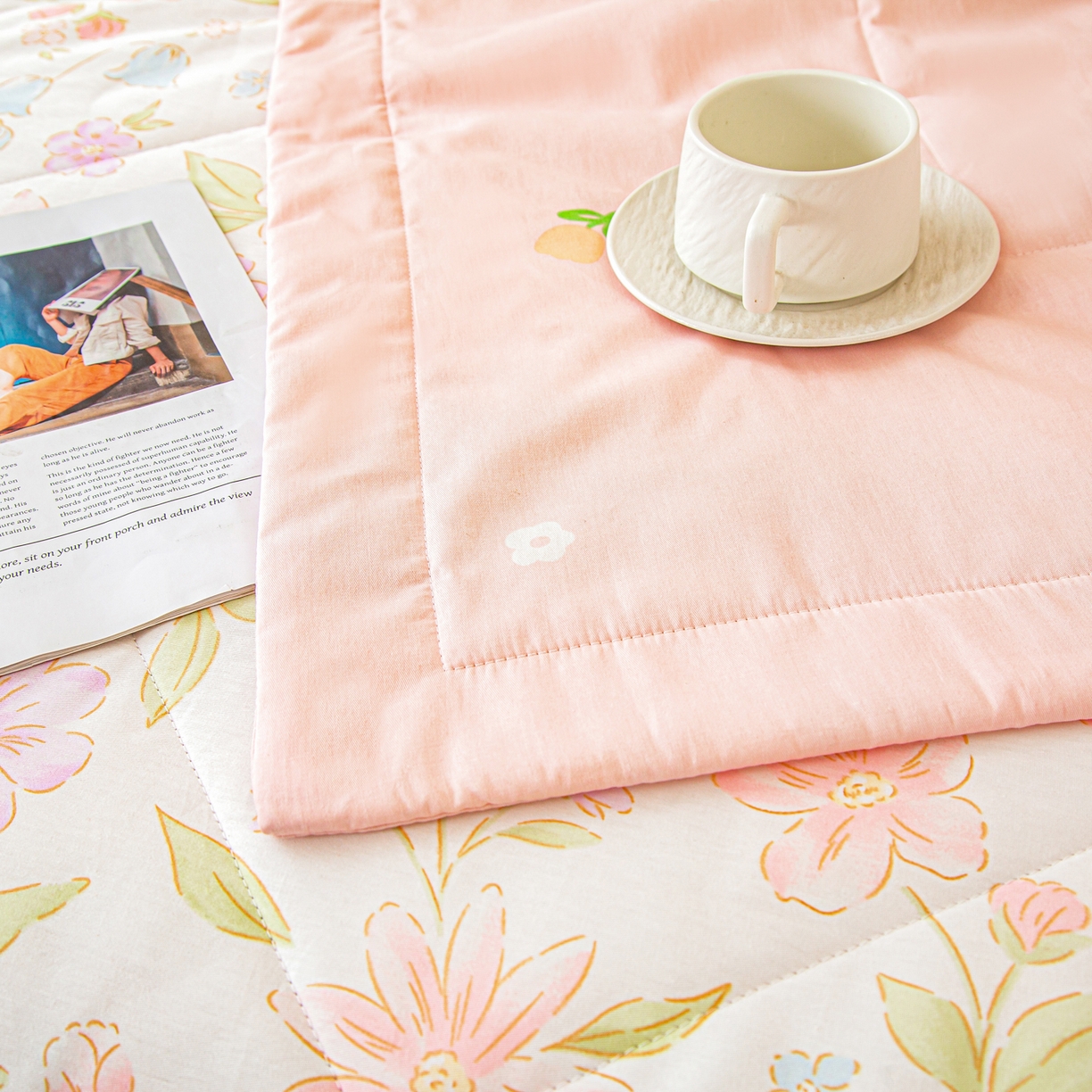 91家纺网 家纺一手货源 找家纺 美之润2026新款A类全棉印花夏被空调被夏凉被 初棉花语