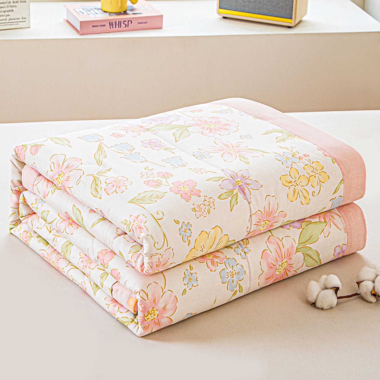 91家纺网 家纺一手货源 找家纺 美之润2026新款A类全棉印花夏被空调被夏凉被 初棉花语