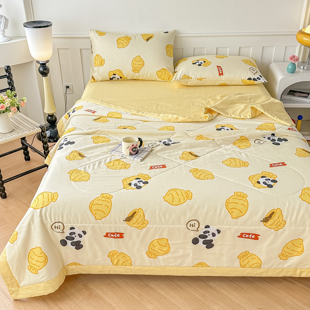 91家纺网 家纺一手货源 找家纺 首选家纺 2026春夏新款100%全棉纯棉棉花夏被夏凉被空调被 可爱熊猫