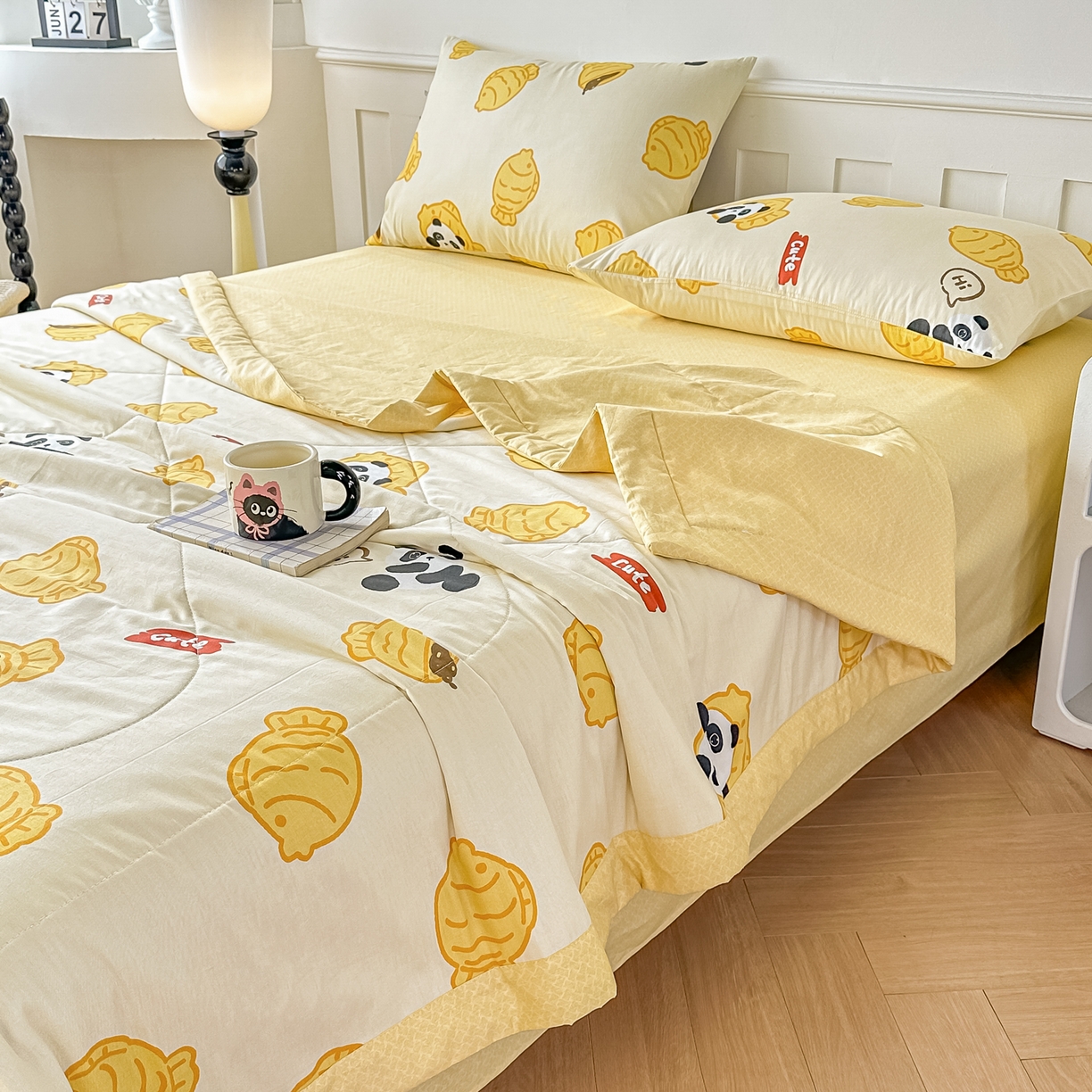 91家纺网 家纺一手货源 找家纺 首选家纺 2026春夏新款100%全棉纯棉棉花夏被夏凉被空调被 可爱熊猫