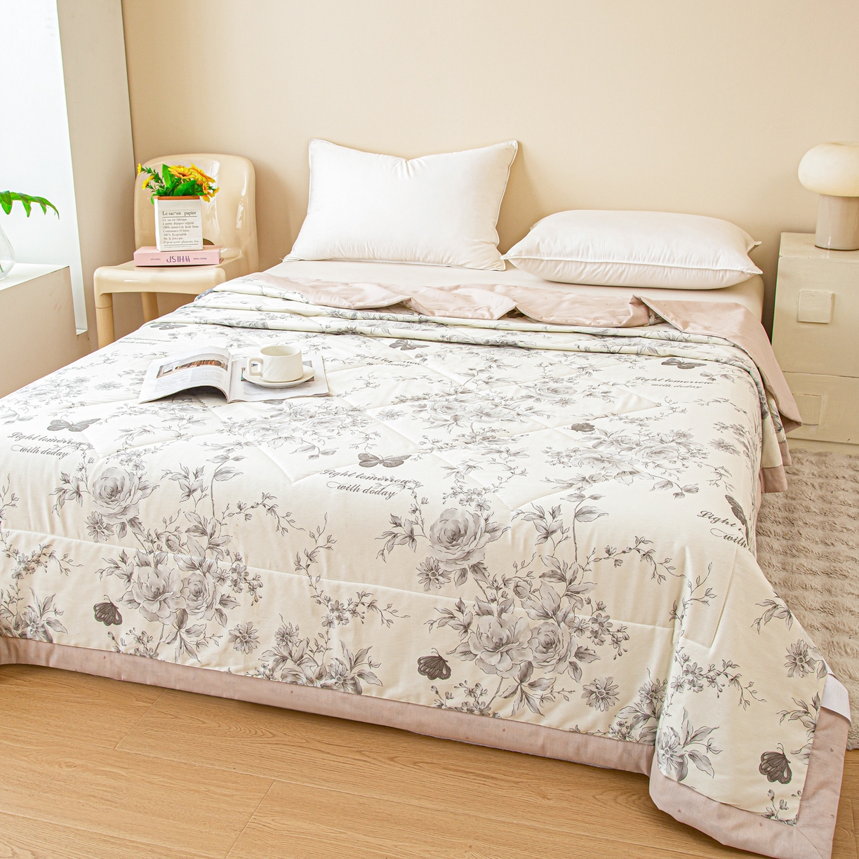 91家纺网 家纺一手货源 找家纺 美之润2026新款A类全棉印花夏被空调被夏凉被 蝶舞轻歌