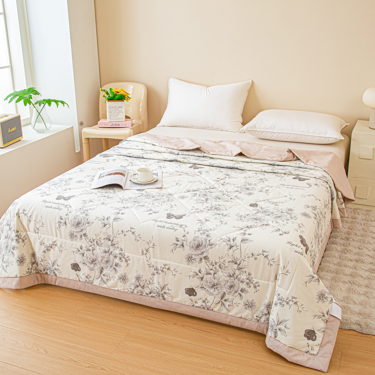 91家纺网 家纺一手货源 找家纺 美之润2026新款A类全棉印花夏被空调被夏凉被 蝶舞轻歌