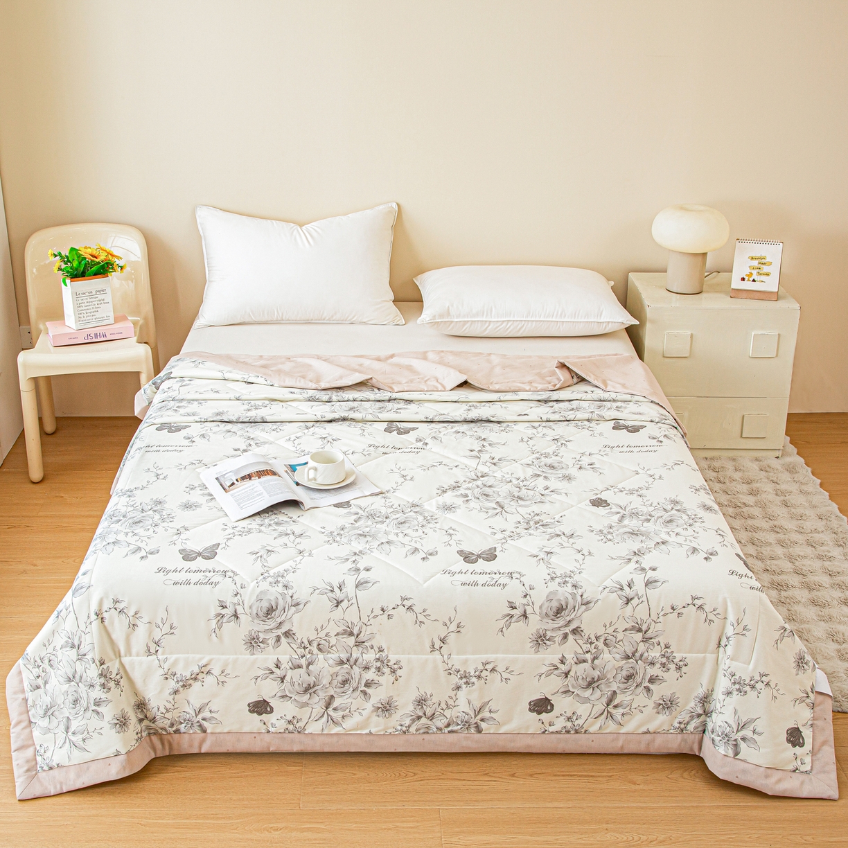 91家纺网 家纺一手货源 找家纺 美之润2026新款A类全棉印花夏被空调被夏凉被 蝶舞轻歌