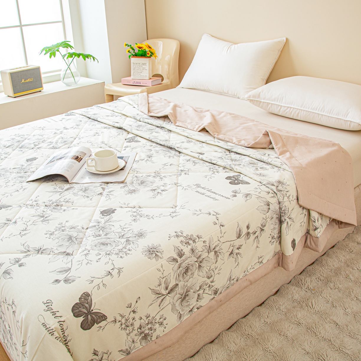 91家纺网 家纺一手货源 找家纺 美之润2026新款A类全棉印花夏被空调被夏凉被 蝶舞轻歌