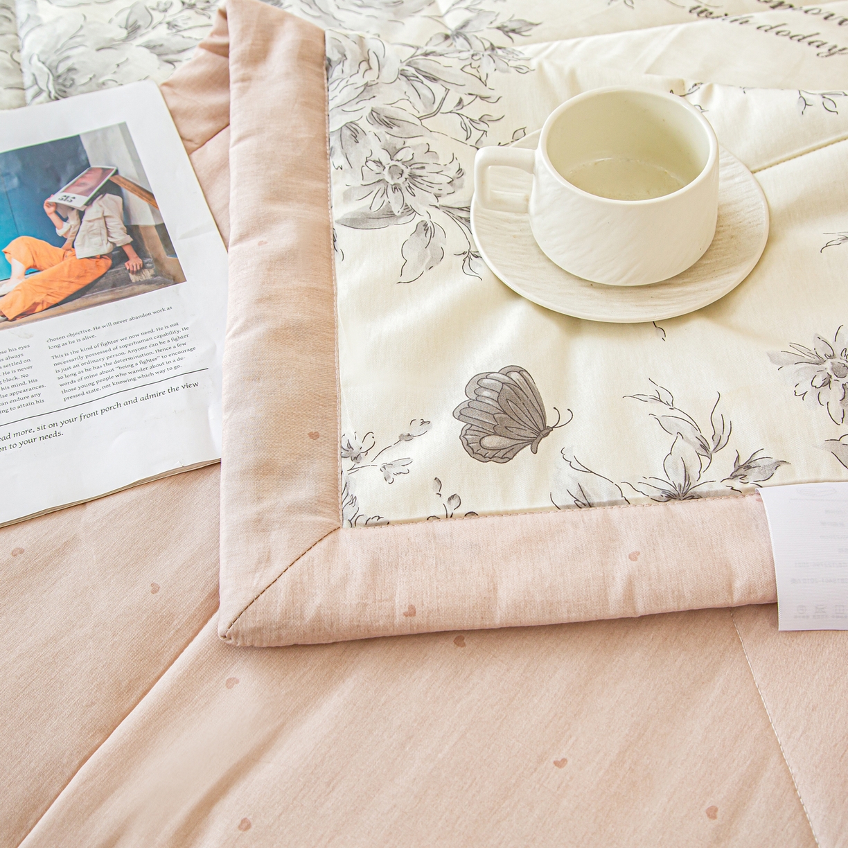 91家纺网 家纺一手货源 找家纺 美之润2026新款A类全棉印花夏被空调被夏凉被 蝶舞轻歌