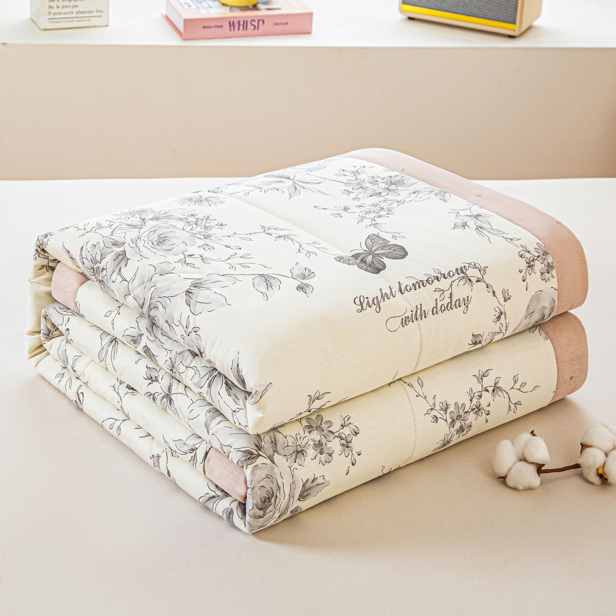 91家纺网 家纺一手货源 找家纺 美之润2026新款A类全棉印花夏被空调被夏凉被 蝶舞轻歌