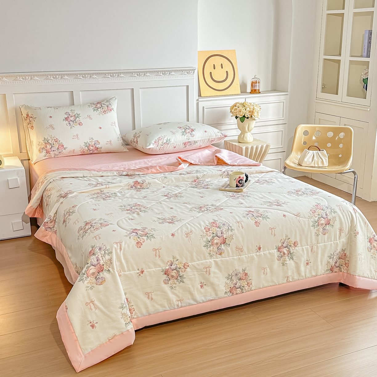 91家纺网 家纺一手货源 找家纺 首选家纺 2026春夏新款100%全棉纯棉棉花夏被夏凉被空调被 梦见花园