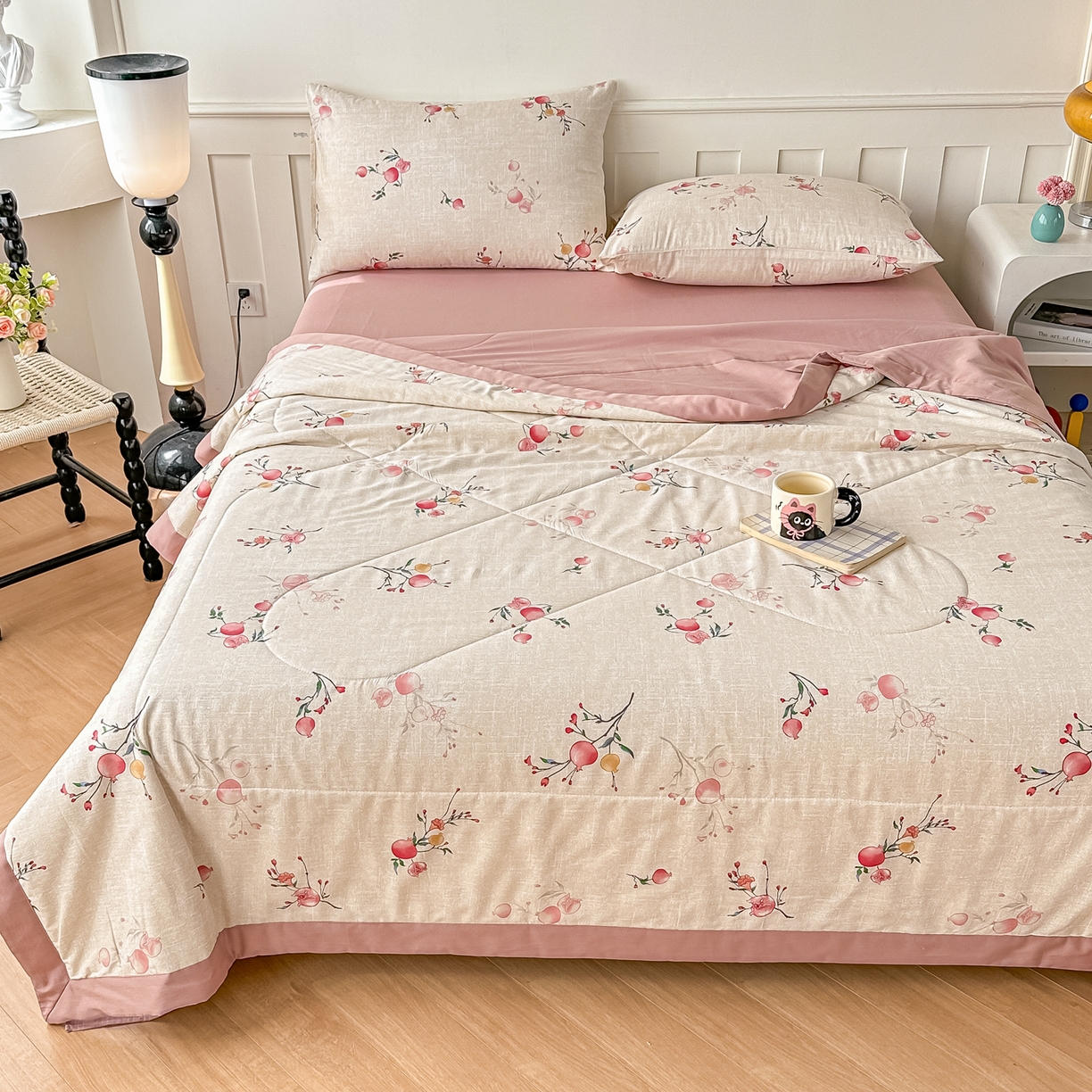 91家纺网 家纺一手货源 找家纺 首选家纺 2026春夏新款100%全棉纯棉棉花夏被夏凉被空调被 蜜果