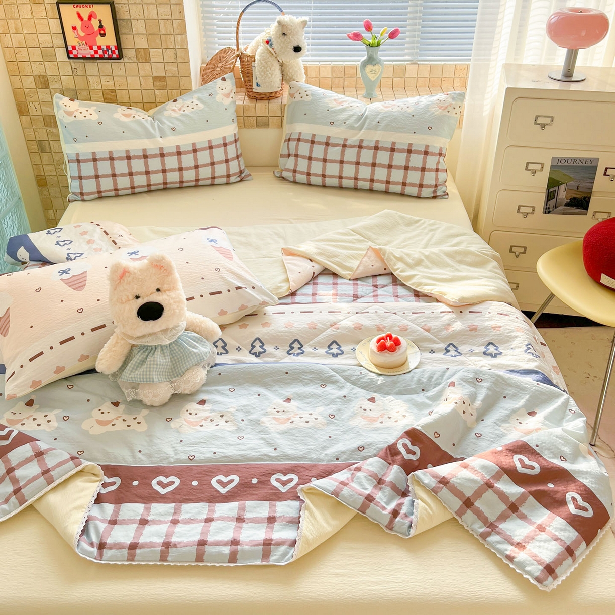 川悦生活 2026新款双层纱木棉夏被四件套 巧克力乐园