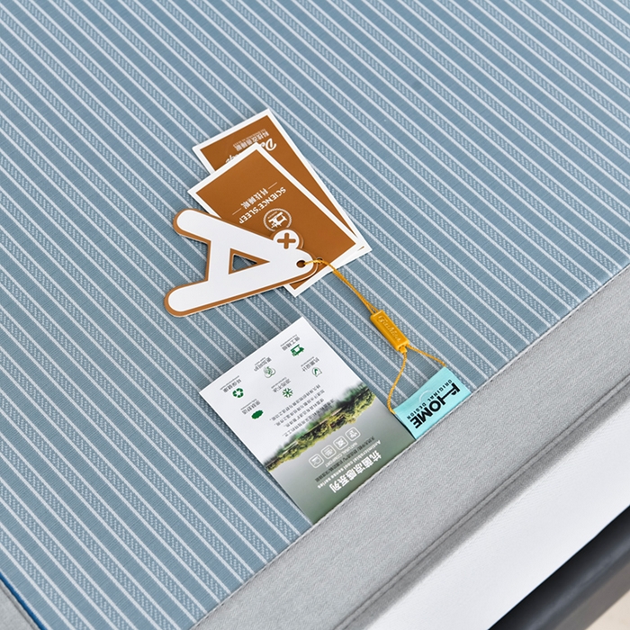 91家纺网 家纺一手货源 找家纺 小牛席业 2026新款经典条纹冰丝清凉席系列（床笠款）-绣球凉席藤席冰藤双面席冰丝席竹席凉席空调席草席三件套 蓝色