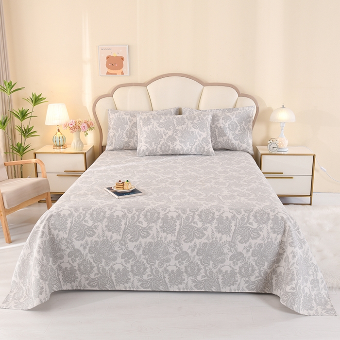 91家纺网 家纺一手货源 找家纺 2026新款细纱老粗布床单床笠凉席席子三件套 兰颂