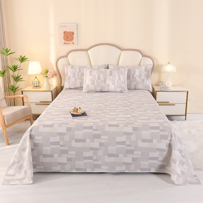 91家纺网 家纺一手货源 找家纺 2026新款细纱老粗布床单床笠凉席席子三件套 恋格