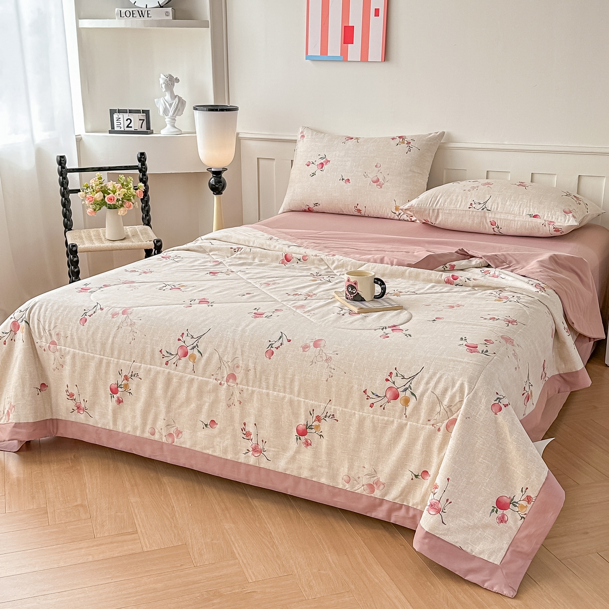 91家纺网 家纺一手货源 找家纺 首选家纺 2026春夏新款100%全棉纯棉棉花夏被夏凉被空调被 蜜果