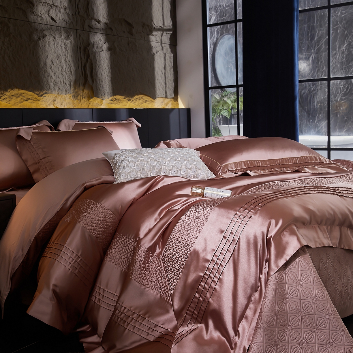 91家纺网 家纺一手货源 找家纺 （总）edra 2026新款真丝天丝轻奢床盖款四件套-凯瑟琳