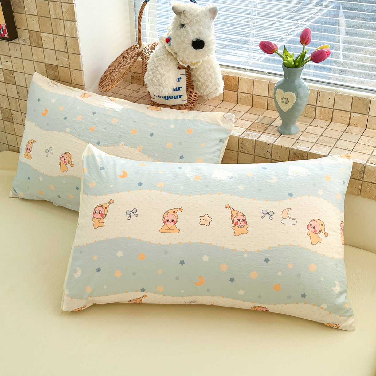 91家纺网 家纺一手货源 找家纺 川悦生活 2026新款双层纱木棉夏被四件套 数星星