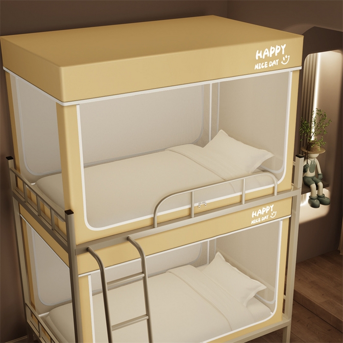 91家纺网 家纺一手货源 找家纺 壹和 2026新款初高中生宿舍专用防蚊防尘蚊帐 黄色