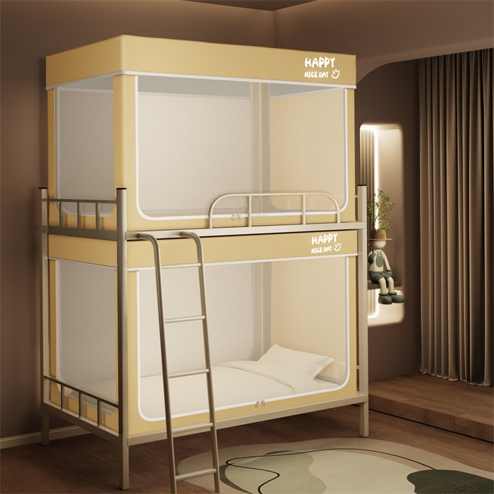 91家纺网 家纺一手货源 找家纺 壹和 2026新款初高中生宿舍专用防蚊防尘蚊帐 黄色