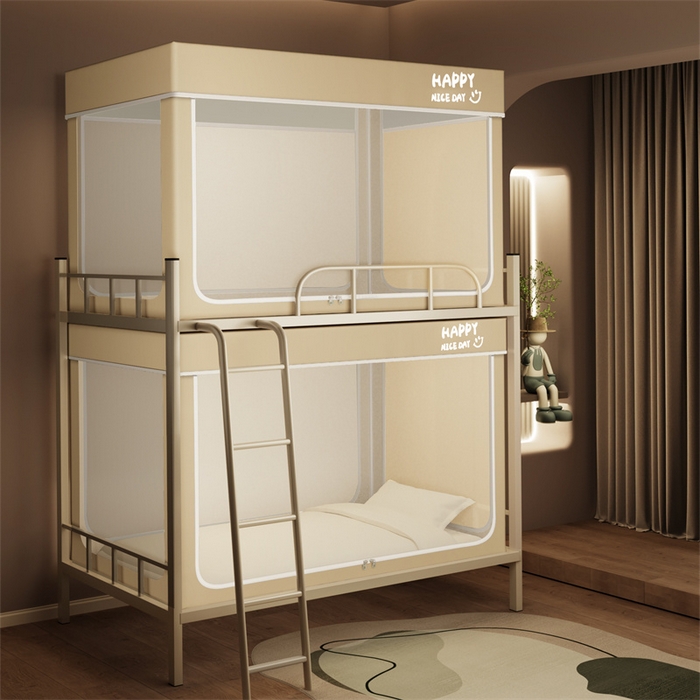 91家纺网 家纺一手货源 找家纺 壹和 2026新款初高中生宿舍专用防蚊防尘蚊帐 驼色