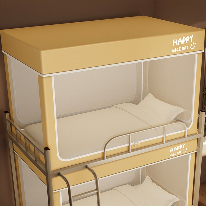 91家纺网 家纺一手货源 找家纺 壹和 2026新款初高中生宿舍专用防蚊防尘蚊帐 黄色