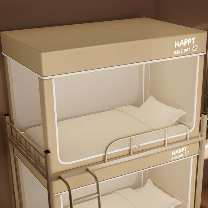 91家纺网 家纺一手货源 找家纺 壹和 2026新款初高中生宿舍专用防蚊防尘蚊帐 驼色