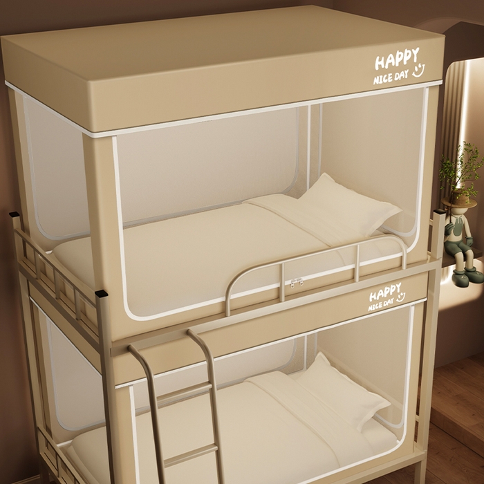 91家纺网 家纺一手货源 找家纺 壹和 2026新款初高中生宿舍专用防蚊防尘蚊帐 驼色