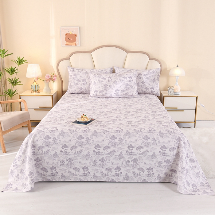 91家纺网 家纺一手货源 找家纺 2026新款细纱老粗布床单床笠凉席席子三件套 素林织棉