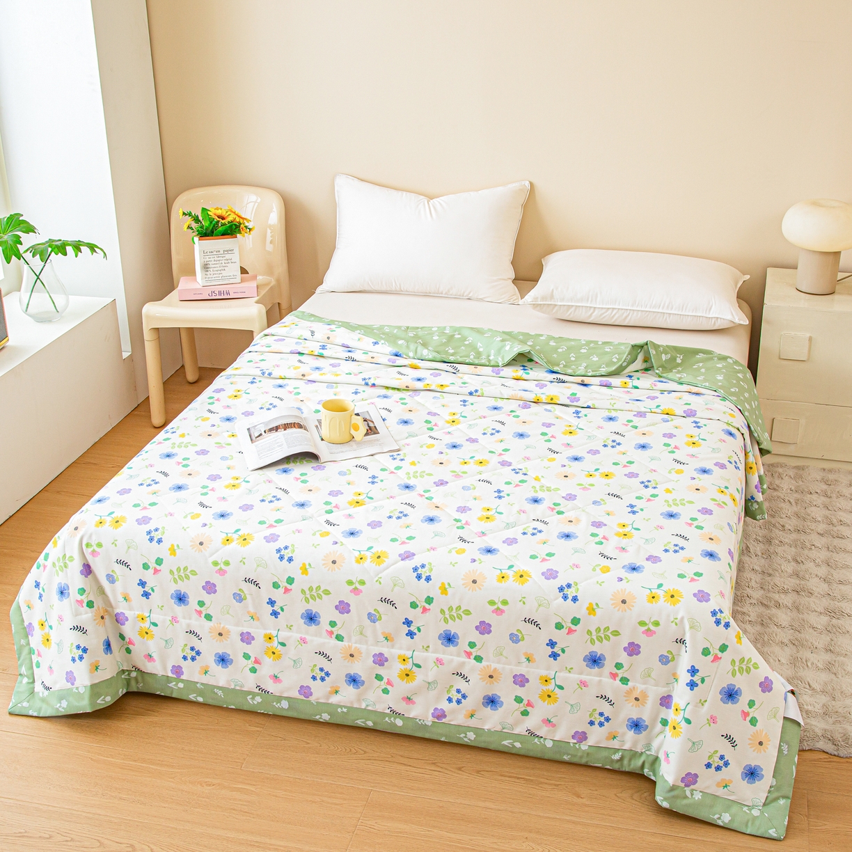 91家纺网 家纺一手货源 找家纺 美之润2026新款A类全棉印花夏被空调被夏凉被 芳草米