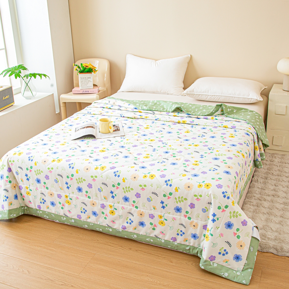 91家纺网 家纺一手货源 找家纺 美之润2026新款A类全棉印花夏被空调被夏凉被 芳草米