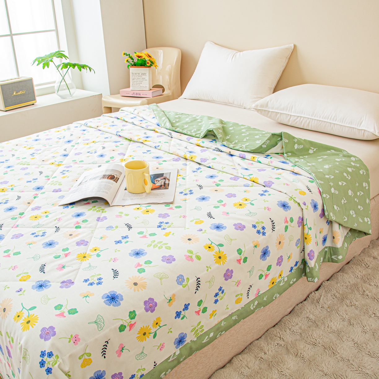 91家纺网 家纺一手货源 找家纺 美之润2026新款A类全棉印花夏被空调被夏凉被 芳草米