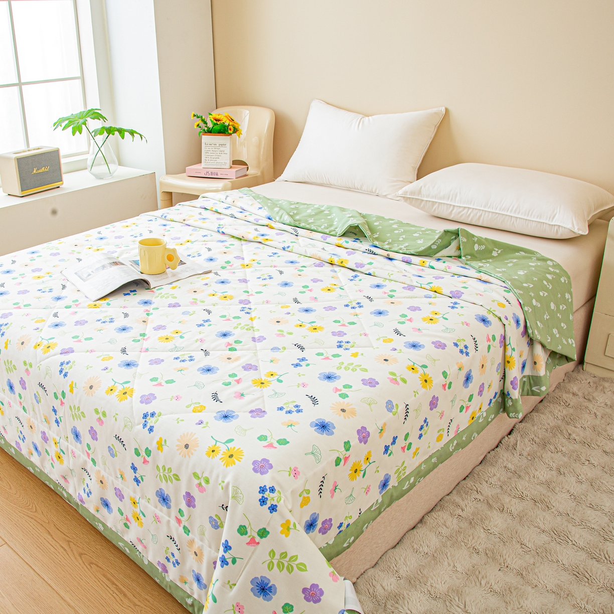 91家纺网 家纺一手货源 找家纺 美之润2026新款A类全棉印花夏被空调被夏凉被 芳草米