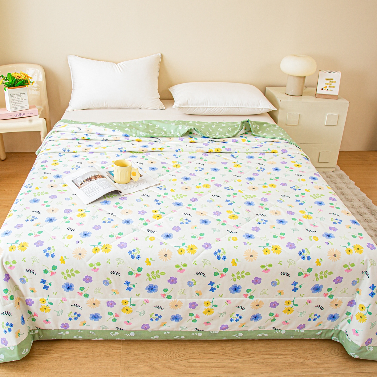 91家纺网 家纺一手货源 找家纺 美之润2026新款A类全棉印花夏被空调被夏凉被 芳草米