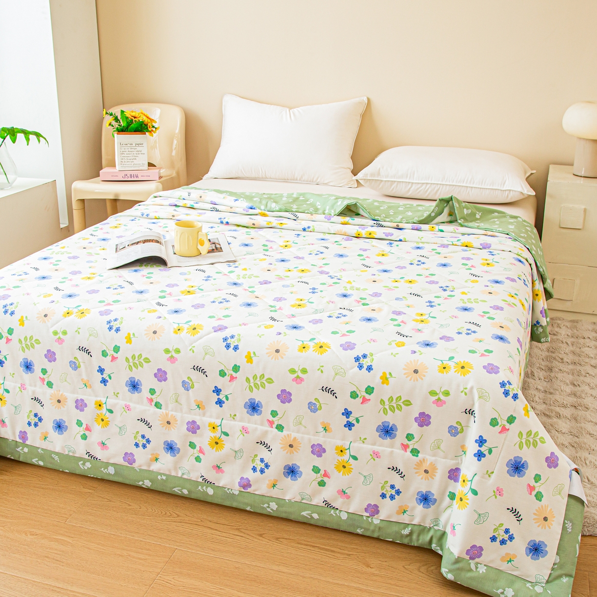 91家纺网 家纺一手货源 找家纺 美之润2026新款A类全棉印花夏被空调被夏凉被 芳草米