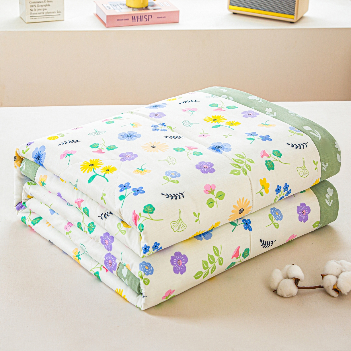 91家纺网 家纺一手货源 找家纺 美之润2026新款A类全棉印花夏被空调被夏凉被 芳草米