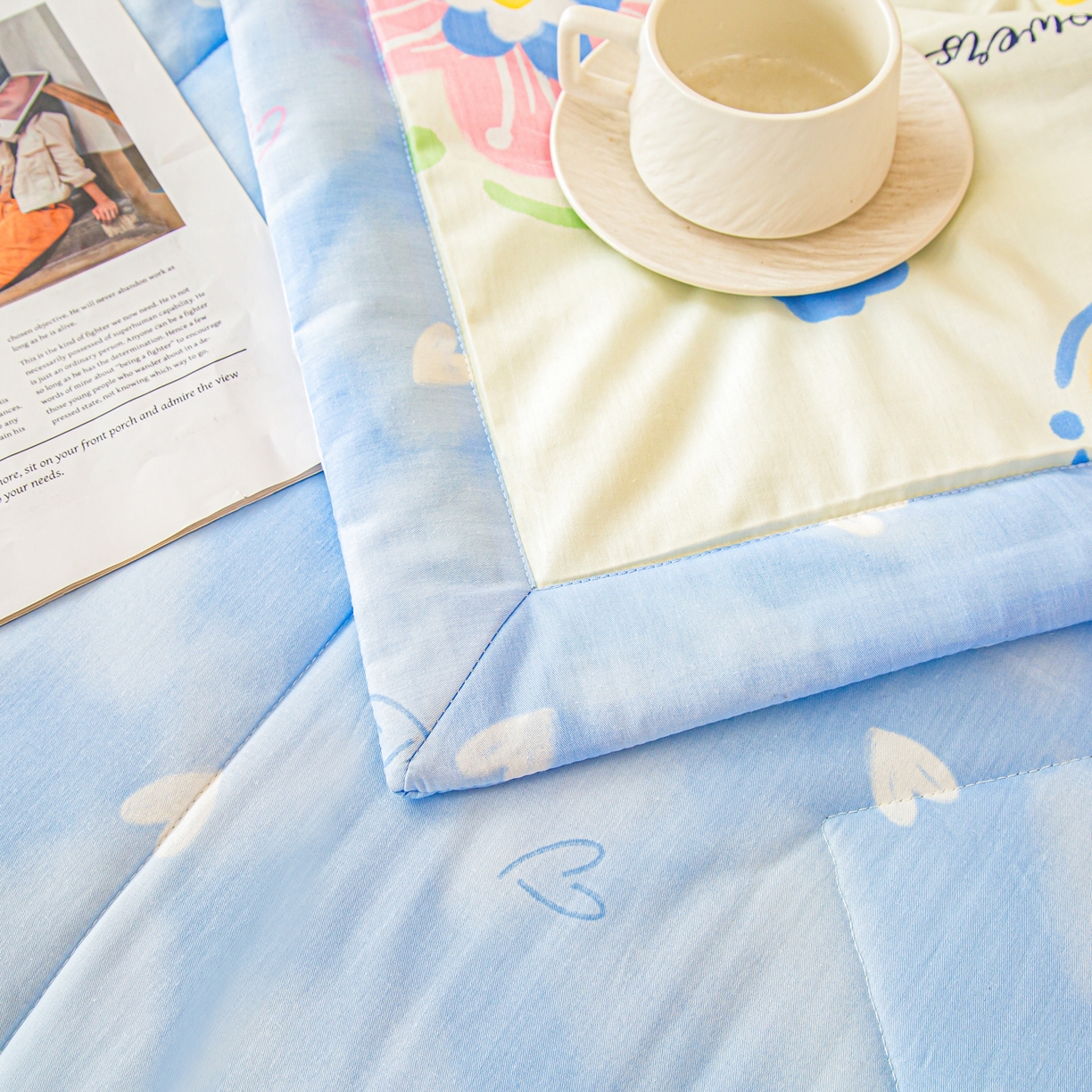 91家纺网 家纺一手货源 找家纺 美之润2026新款A类全棉印花夏被空调被夏凉被 花海