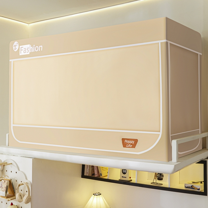 91家纺网 家纺一手货源 找家纺 壹和 2026新款加厚梭织100%物理强遮光床学生蚊帐环保透气床帘加密纱学生蚊帐 卡其