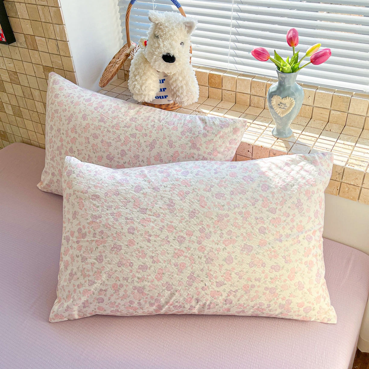 91家纺网 家纺一手货源 找家纺 川悦生活 2026新款双层纱木棉夏被四件套 香芋甜梦