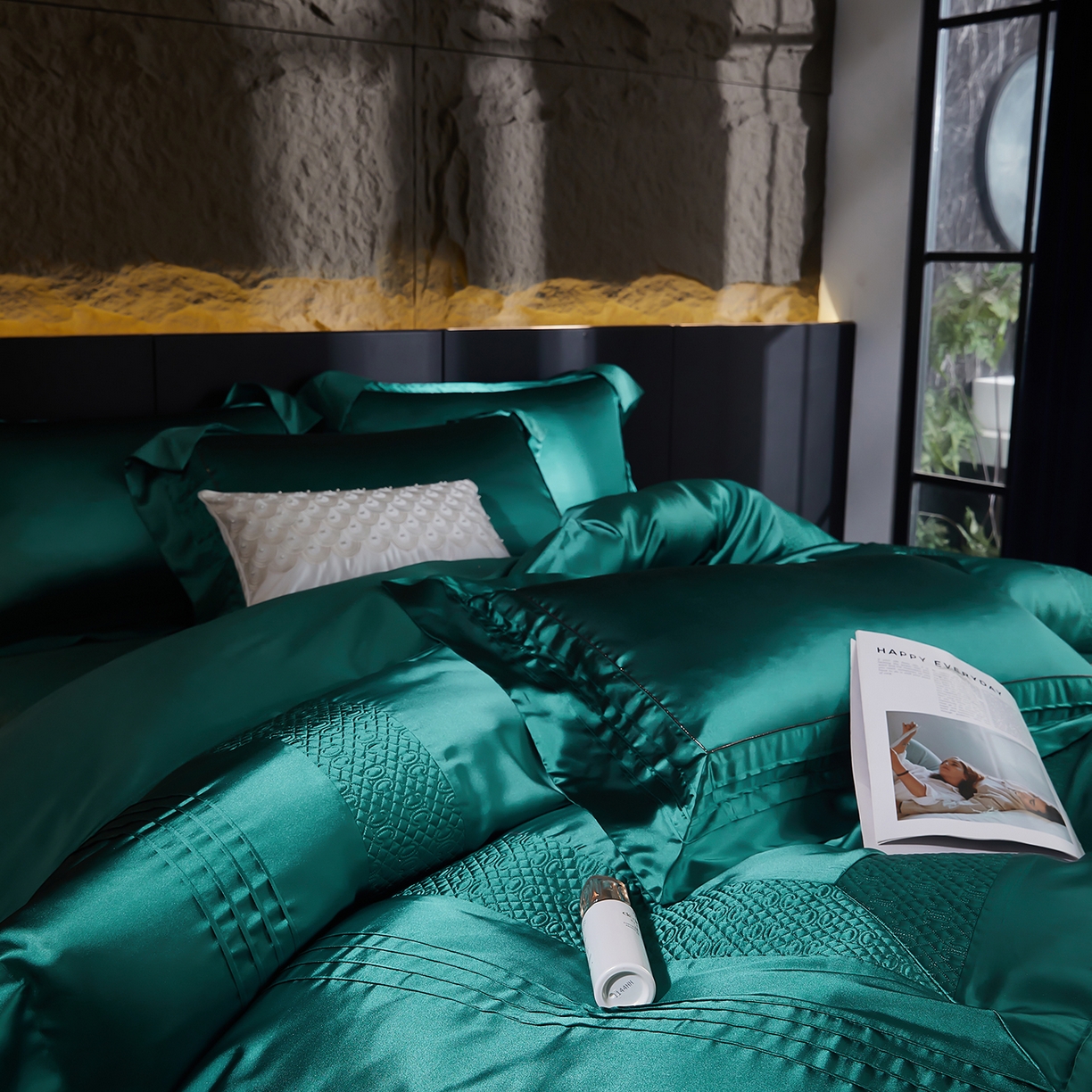 91家纺网 家纺一手货源 找家纺 edra 2026新款真丝天丝轻奢床盖款四件套-凯瑟琳 凯瑟琳绿色