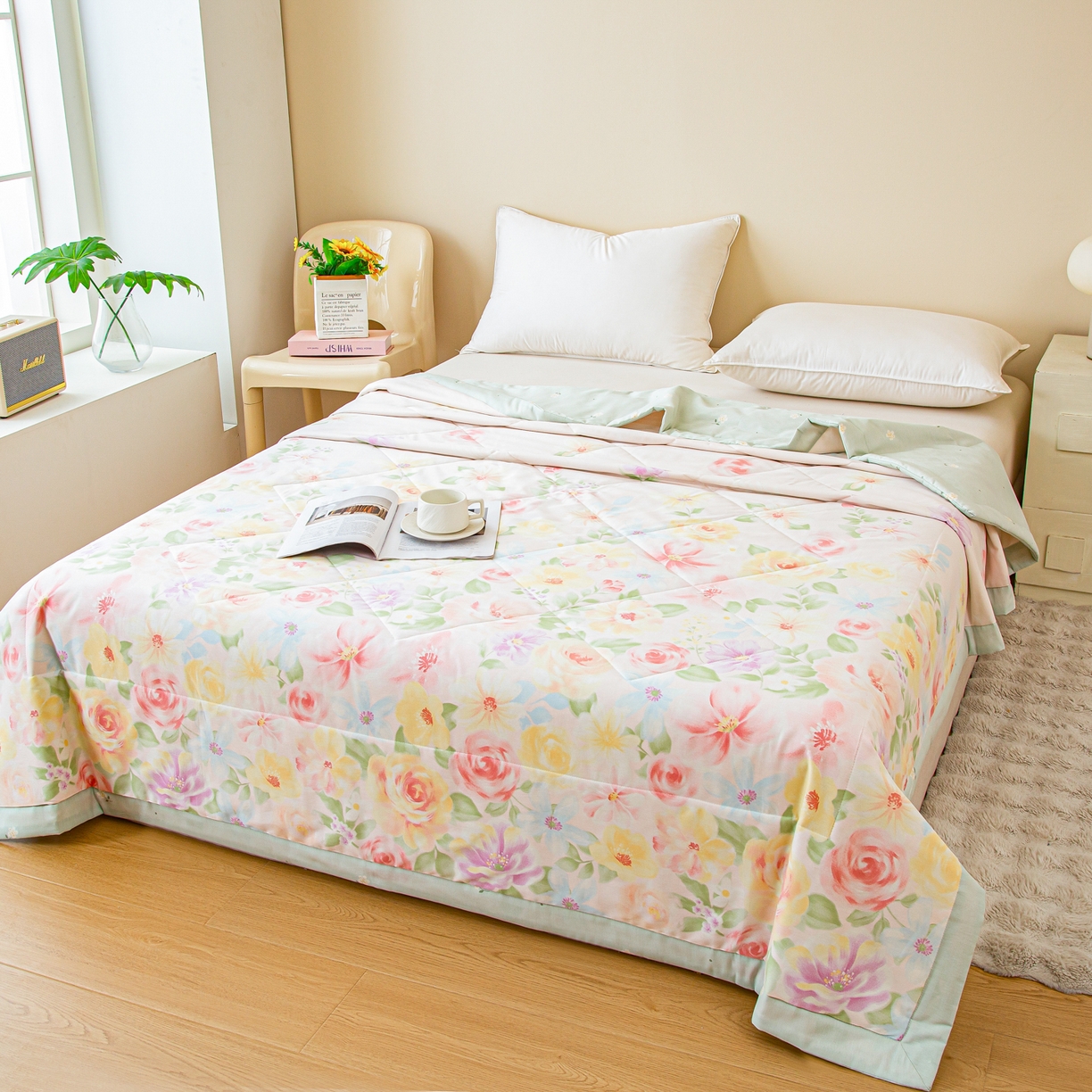 91家纺网 家纺一手货源 找家纺 美之润2026新款A类全棉印花夏被空调被夏凉被 花木佳期