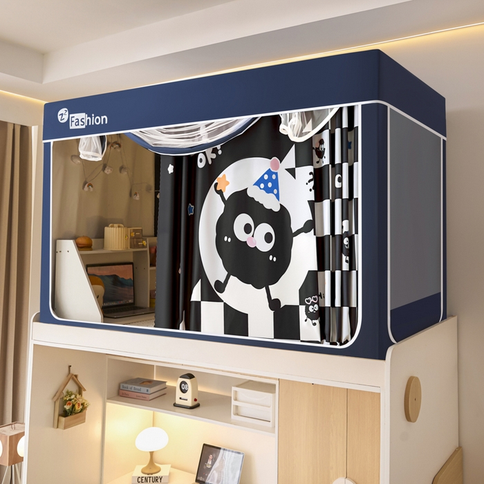 91家纺网 家纺一手货源 找家纺 （总）壹和 2026新款强遮光纳米技术静电植绒环保透气床帘加密纱学生蚊帐