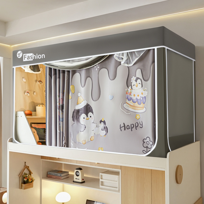 91家纺网 家纺一手货源 找家纺 （总）壹和 2026新款强遮光纳米技术静电植绒环保透气床帘加密纱学生蚊帐