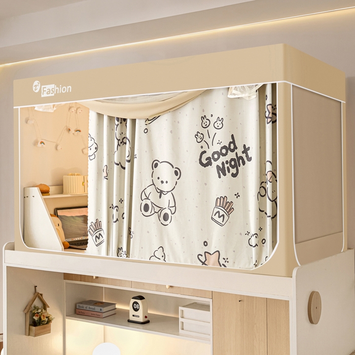 91家纺网 家纺一手货源 找家纺 （总）壹和 2026新款强遮光纳米技术静电植绒环保透气床帘加密纱学生蚊帐