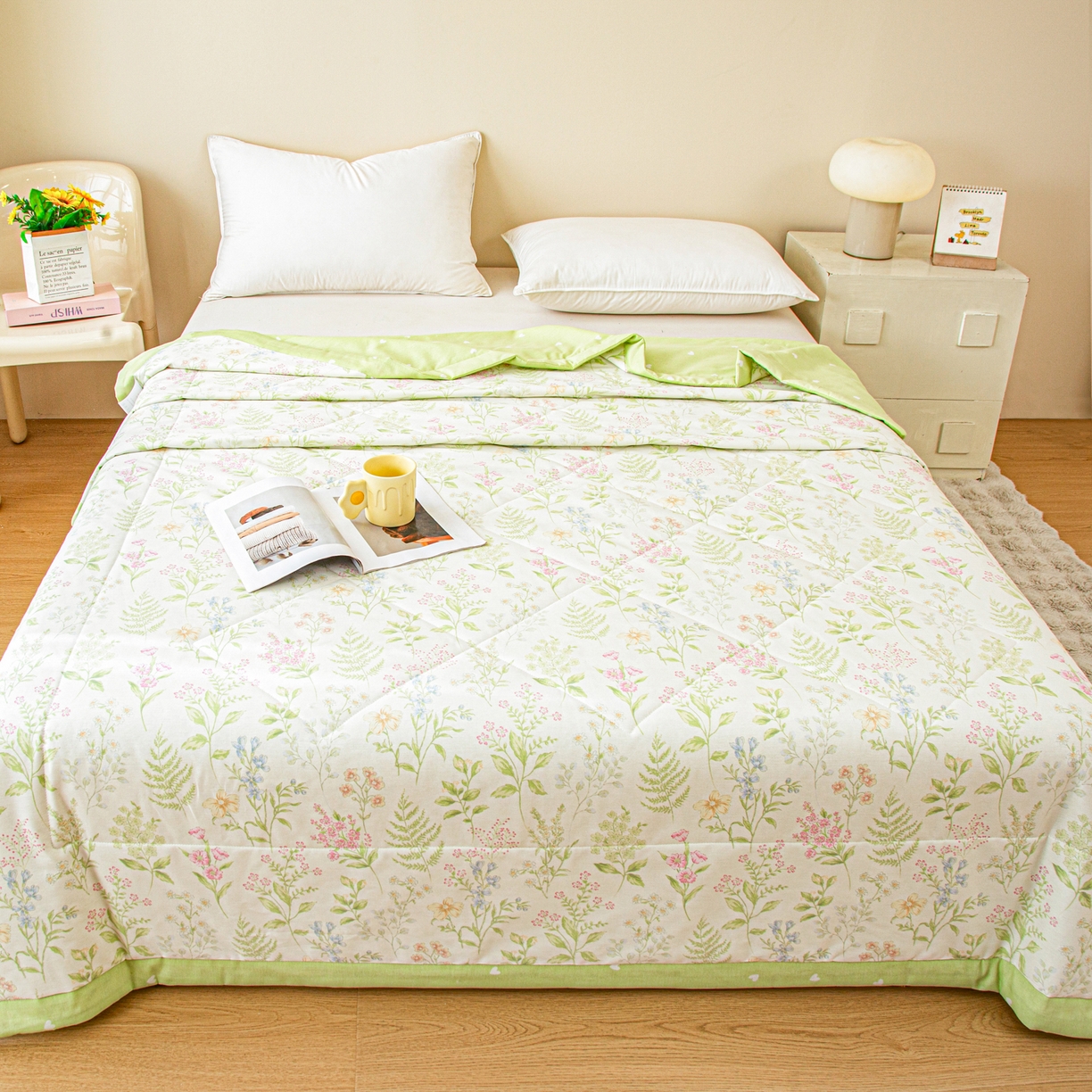 91家纺网 家纺一手货源 找家纺 美之润2026新款A类全棉印花夏被空调被夏凉被 花田妙语