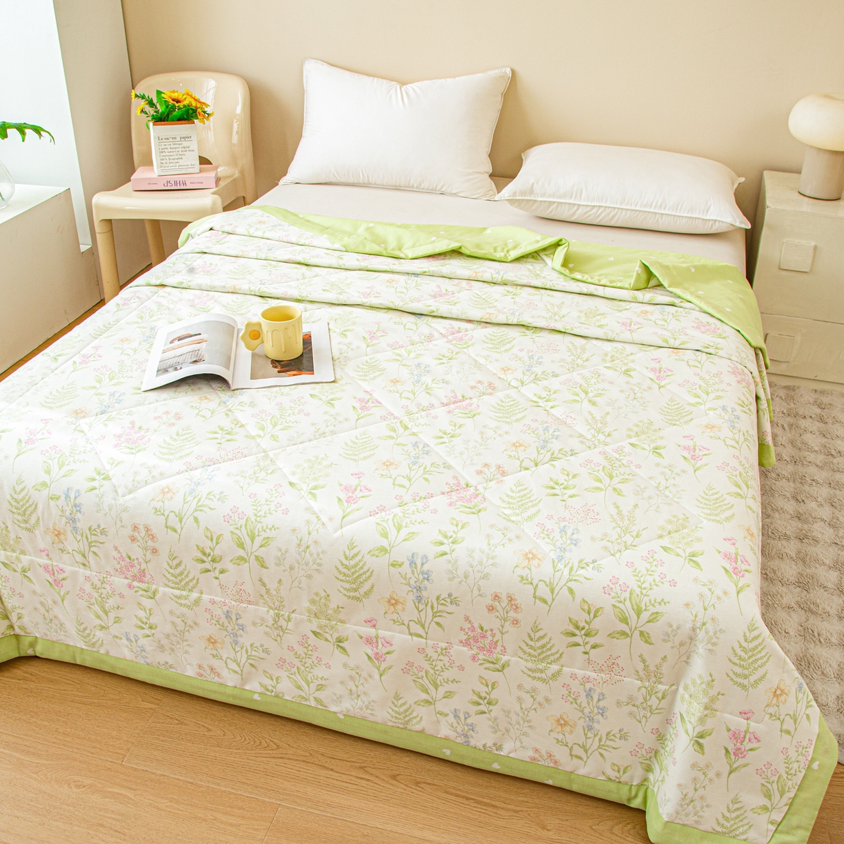 91家纺网 家纺一手货源 找家纺 美之润2026新款A类全棉印花夏被空调被夏凉被 花田妙语