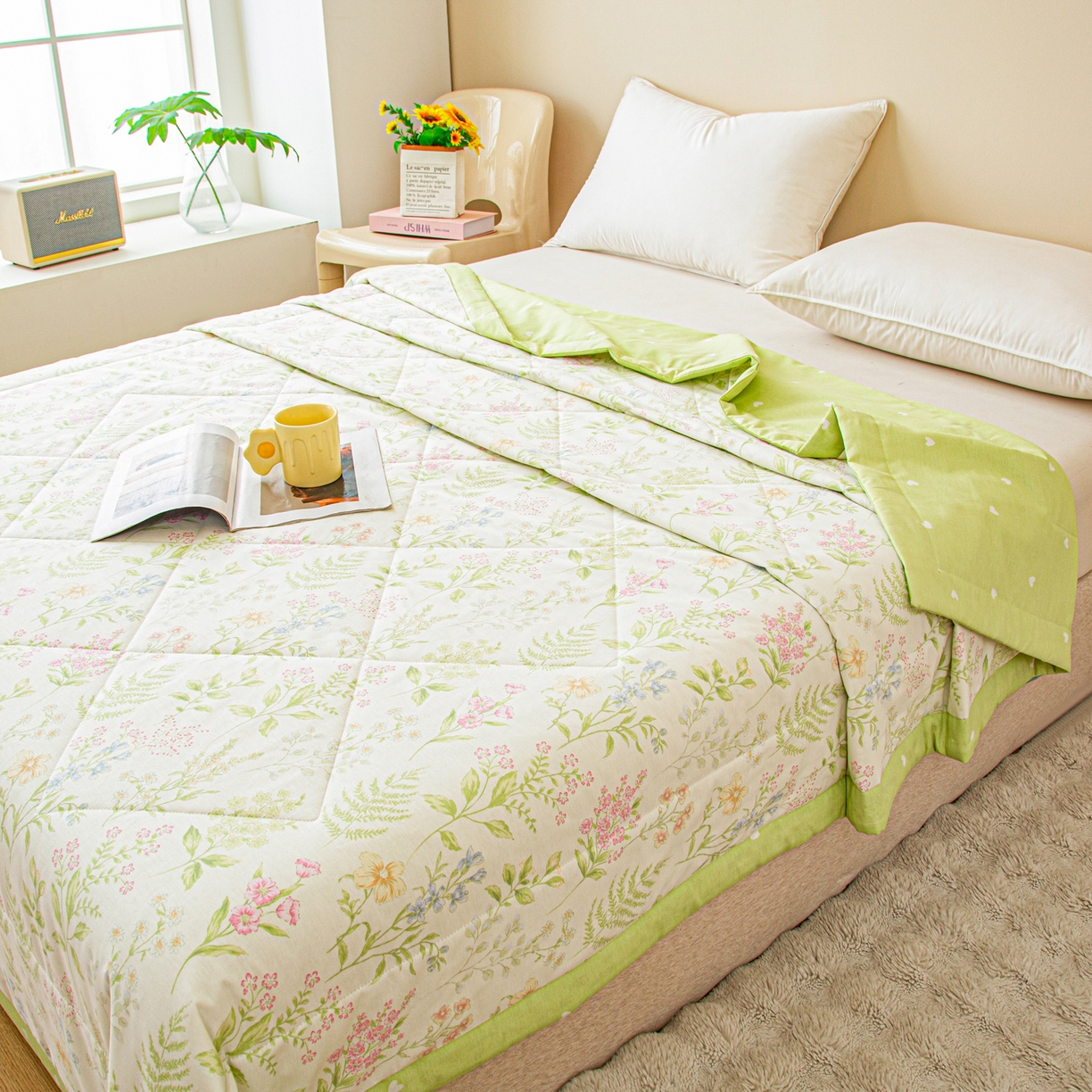 91家纺网 家纺一手货源 找家纺 美之润2026新款A类全棉印花夏被空调被夏凉被 花田妙语