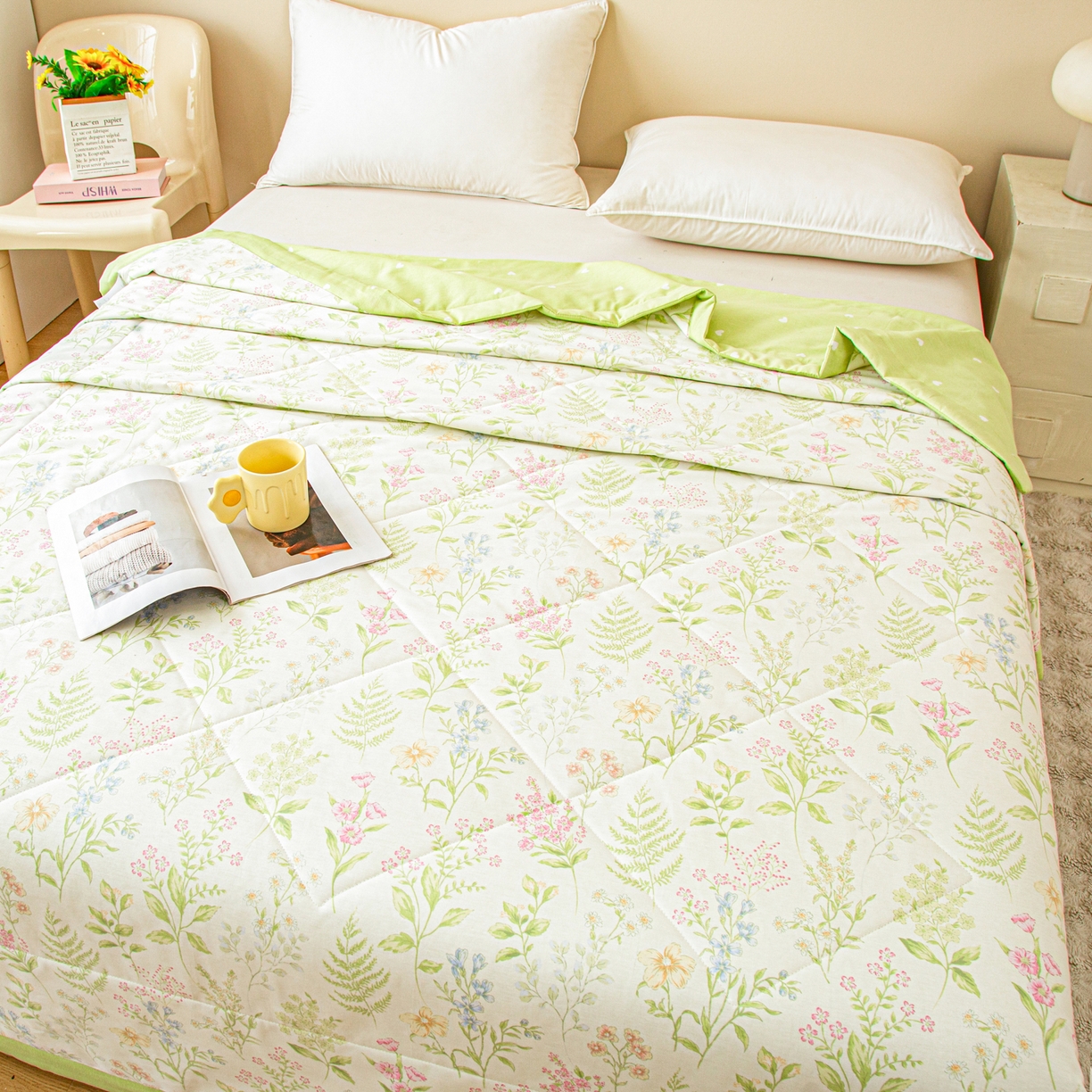 91家纺网 家纺一手货源 找家纺 美之润2026新款A类全棉印花夏被空调被夏凉被 花田妙语