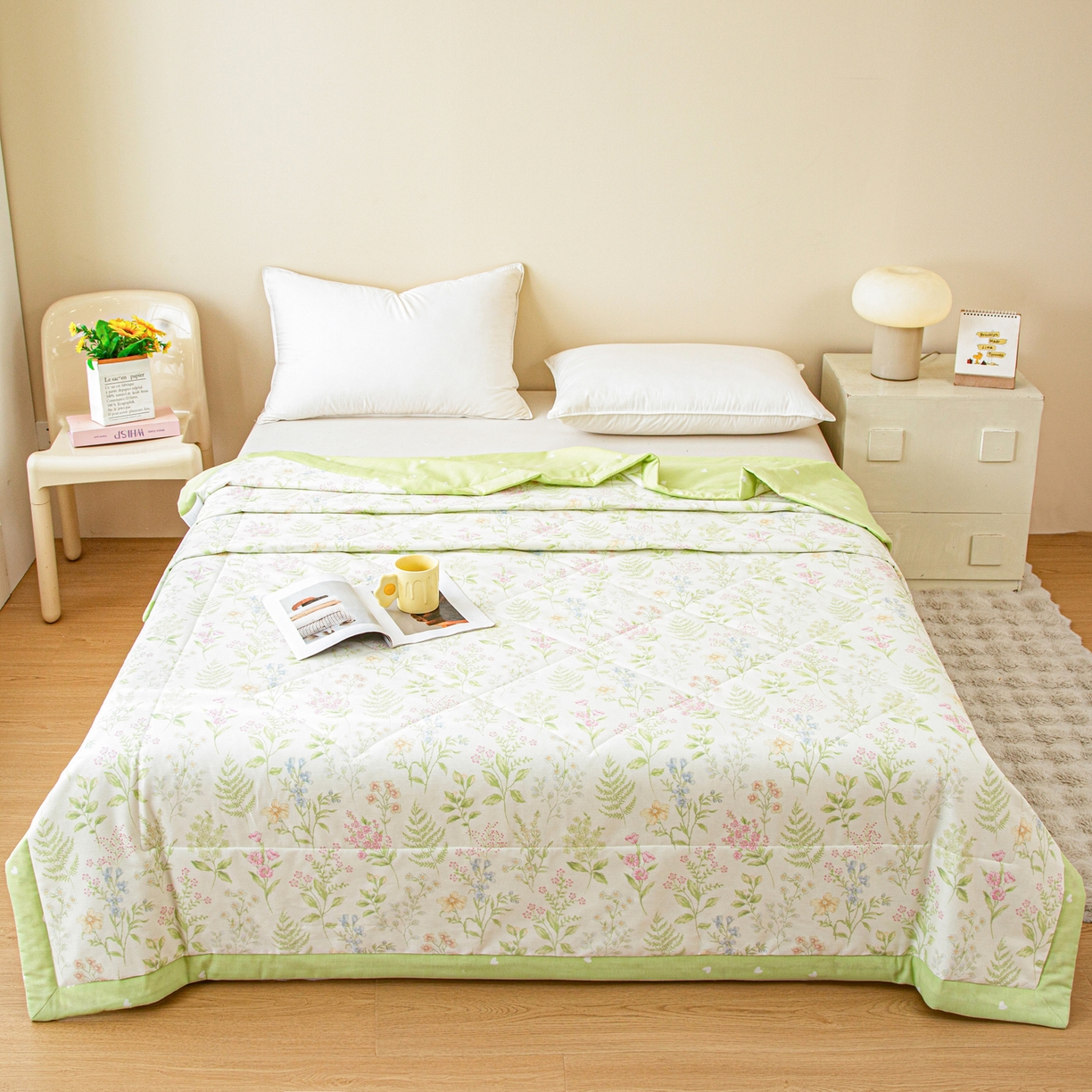 91家纺网 家纺一手货源 找家纺 美之润2026新款A类全棉印花夏被空调被夏凉被 花田妙语