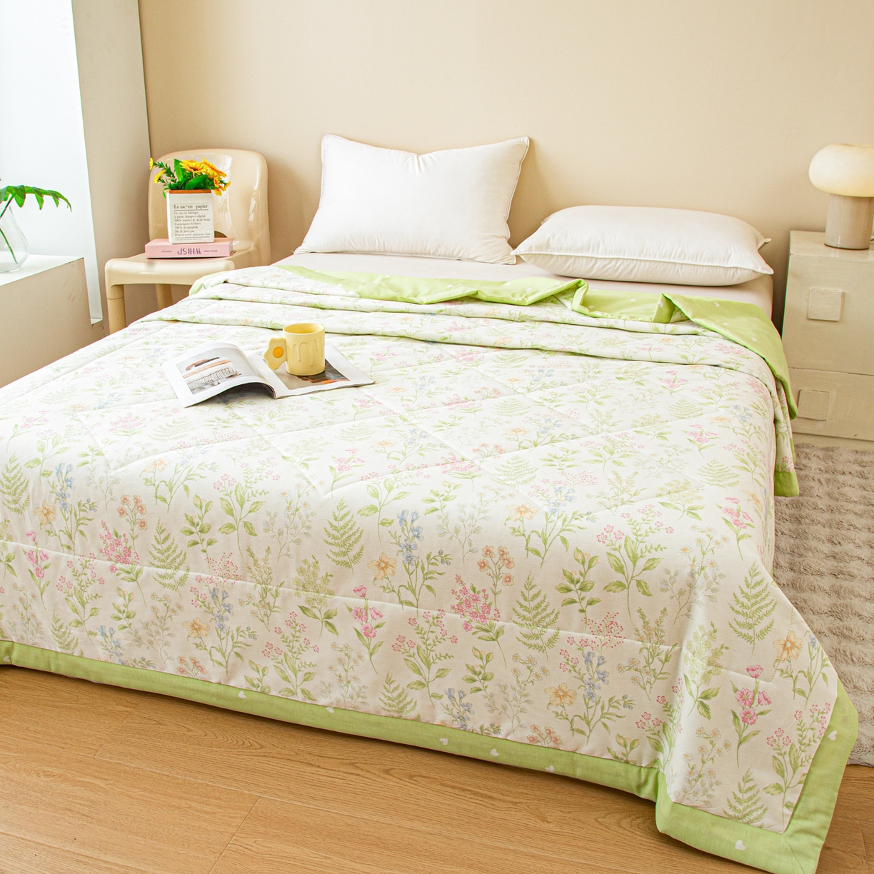 91家纺网 家纺一手货源 找家纺 美之润2026新款A类全棉印花夏被空调被夏凉被 花田妙语